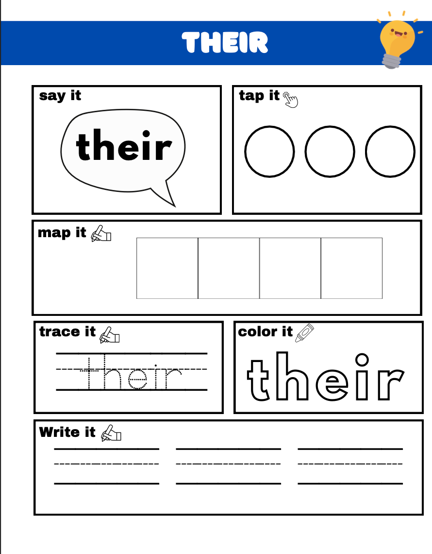Heart Words Practice Sheets